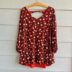 ANTHROPOLOGIE ENTRO maroon boho tunic womens L